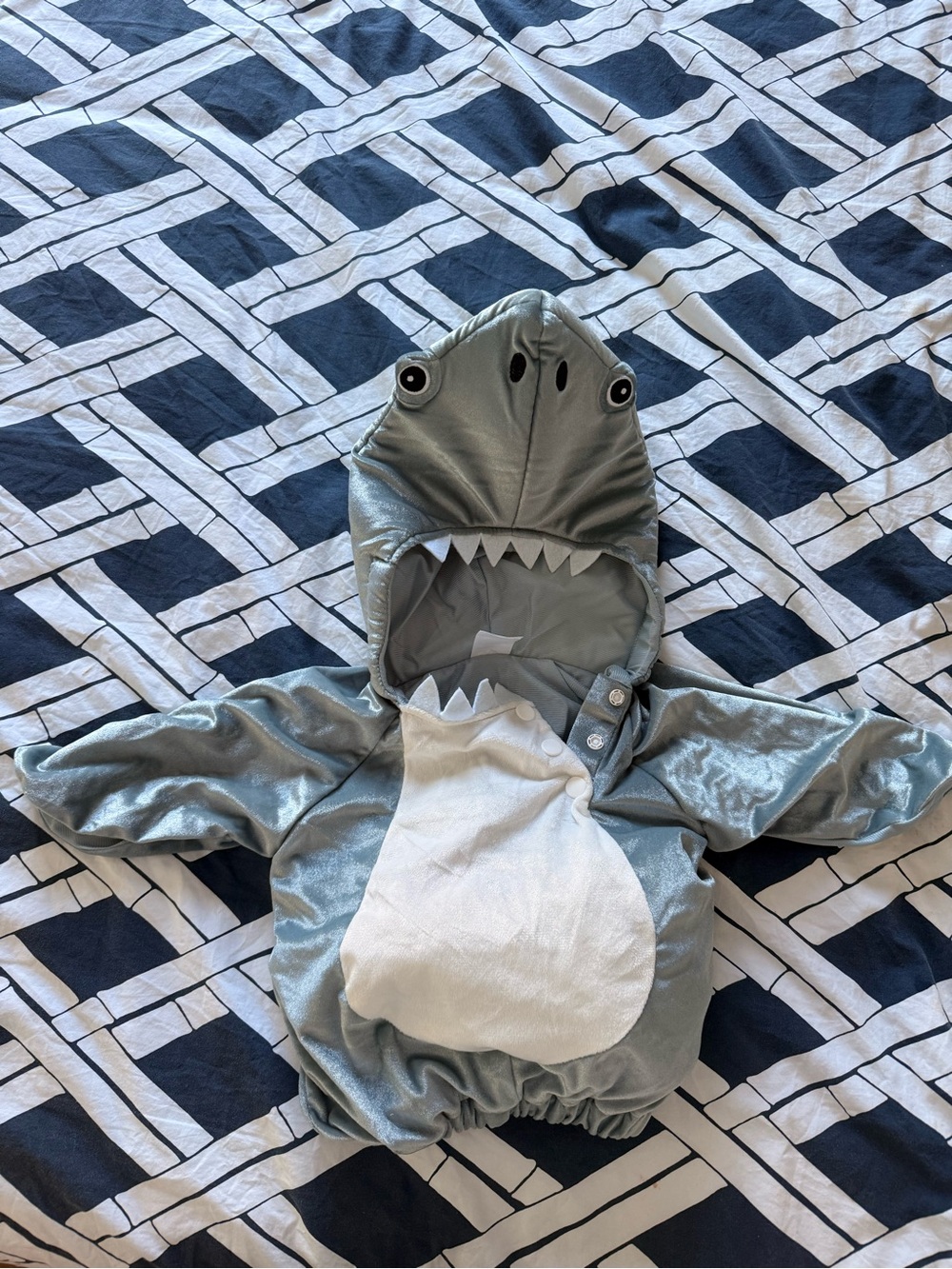 Shark One-Piece Hoodie for Kids - Gray/White